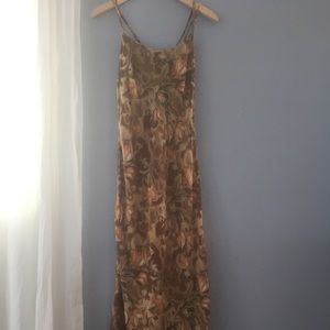 Maxi Brown Floral Dress, Size XS